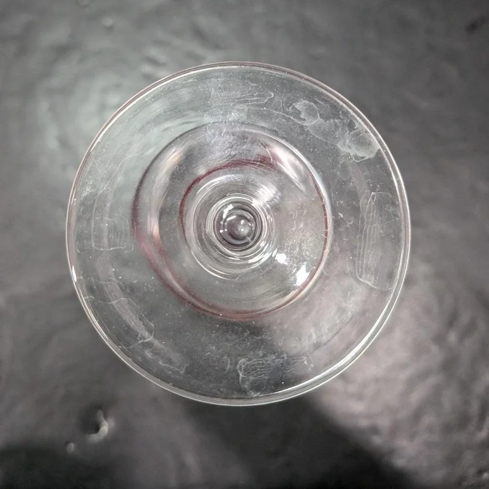 Pier 1 Red Swirline Wine Glasses, Set‎ Of 2, Vintage Clear Stemware, Replacement